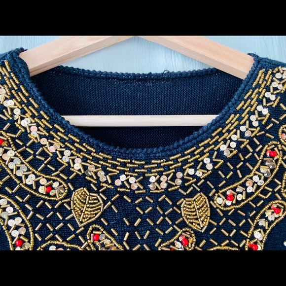 Vintage Hand-beaded Sweater - Picture 2 of 6